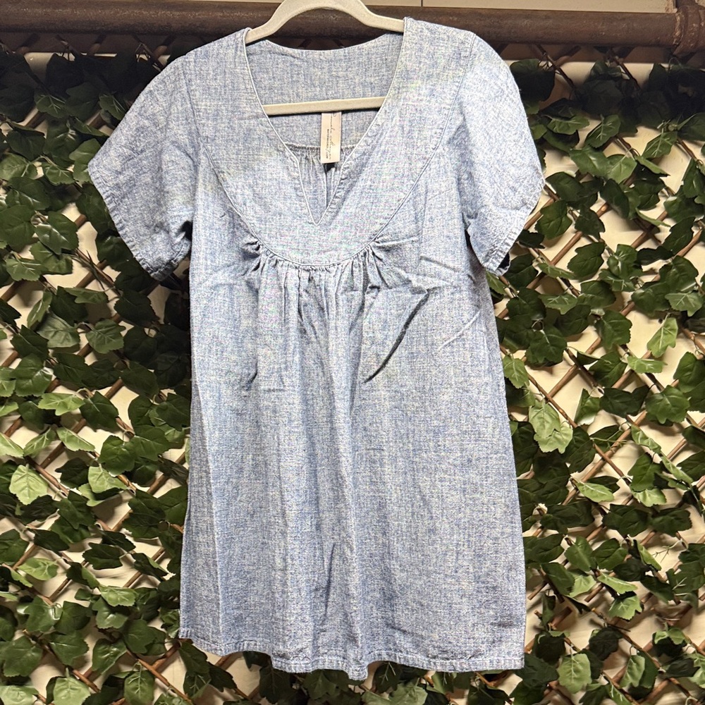 Blue V-Neck Women's Dress